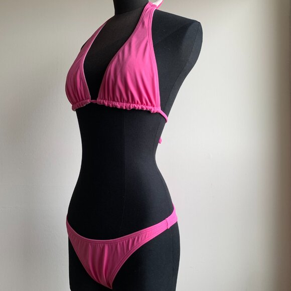 Billabong surf BLUE CRUSH era Vintage bikini pink reversible halter top set RARE - Picture 5 of 7